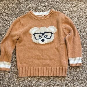 Cat & Jack Brown Knit Crewneck with Cream Trim